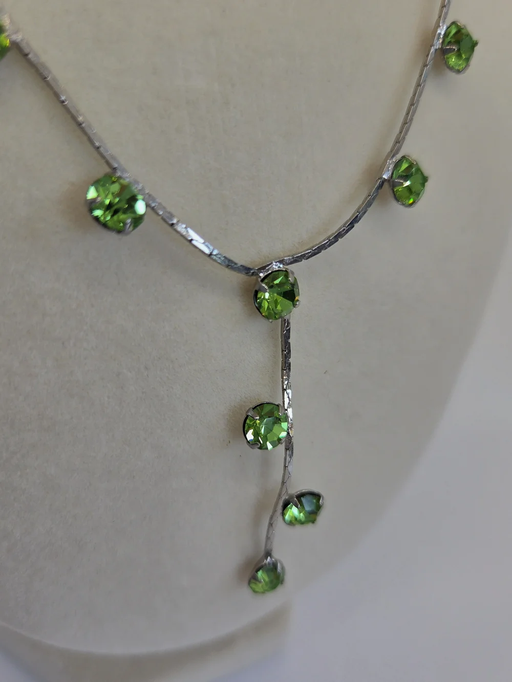 Green Crystal Drop Necklace and Earrings Set